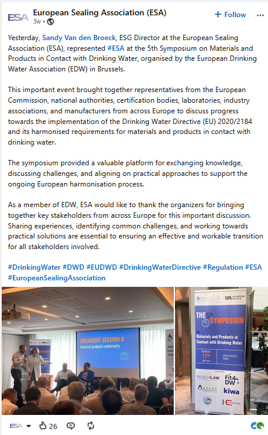 ESA LinkedIn post from the EDW Symposium.