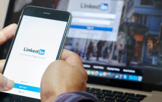 LinkedIn logo on a cell-phone screen