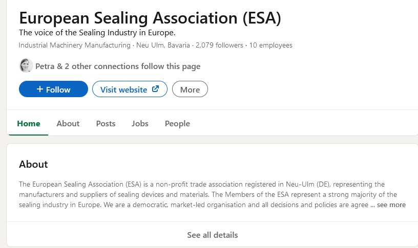 Image of the ESA's LinkedIn profile.